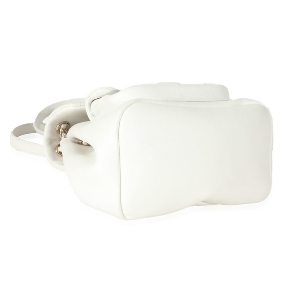 Chanel White Shiny Aged Quilted Lambskin Small Duma Drawstring Backpack - Picture 6 of 7